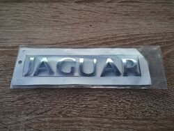 Jaguar Lettering Silver Emblem Logo Old Style