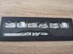 Subaru Symmetrical AWD Silver Set Emblems Logos