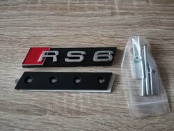 Audi RS6 Silver Grill Emblem Logo