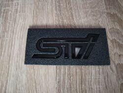 Subaru STI Gloss Black Emblem Logo Large Size