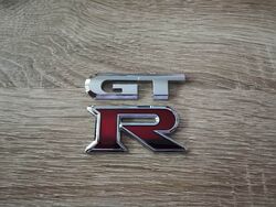 Nissan GTR Silver with Red Emblem Logo