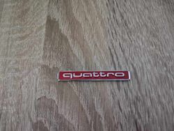 Audi Quattro Silver with Red Emblem Logo Small Size