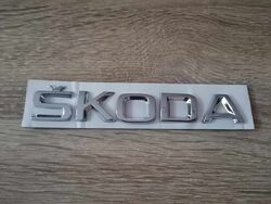 Skoda Lettering Silver Emblem Logo