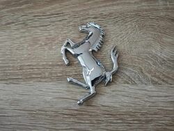 Ferrari Prancing Horse Silver Emblem Logo Head to the left