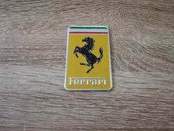 Ferrari Prancing Horse Rectangle Yellow Emblem Logo Small Size