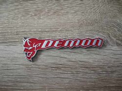 Dodge Demon Silver with Red Emblem Logo Left
