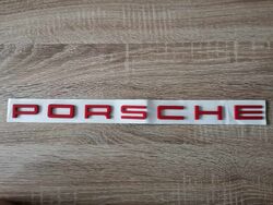 Porsche Red Lettering Emblem Logo