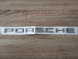 Porsche Glossy Silver Lettering Emblem Logo
