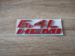 Chrysler Dodge Jeep 6.4L HEMI Red with Silver Emblem Logo