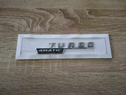 Mercedes Benz Turbo 4Matic Silver Emblem Logo Set