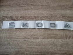 Skoda Lettering Silver Emblem Large Size