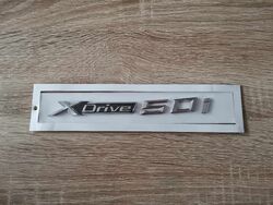 BMW xDrive 50i Silver Emblem Logo New Style