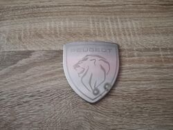 Peugeot White Metal Emblem Logo