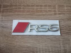 Audi RS6 Silver with Red Emblem Logo Newest Style